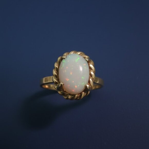 Fire Opal 10k Gold Women's Small Size 3 Ring Vintage 1980s - Picture 6 of 10